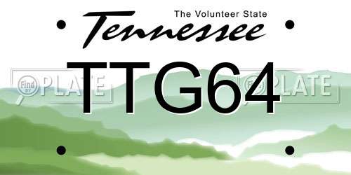 TTG64 Tennessee License Plate