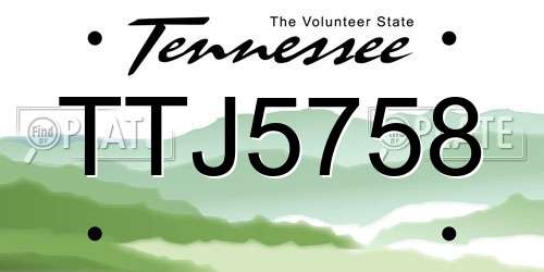 TTJ5758 Tennessee License Plate