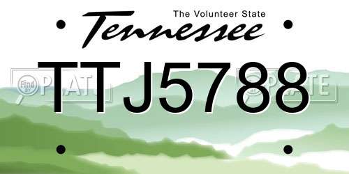 TTJ5788 Tennessee License Plate