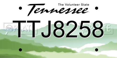 TTJ8258 Tennessee License Plate