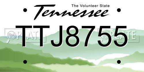 TTJ8755 Tennessee License Plate