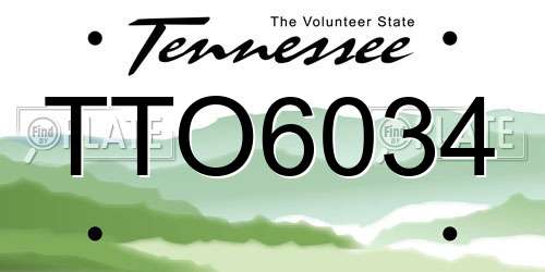 TTO6034 Tennessee License Plate