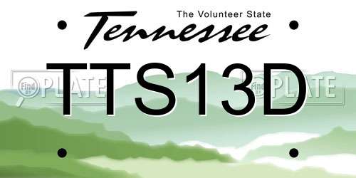 TTS13D Tennessee License Plate