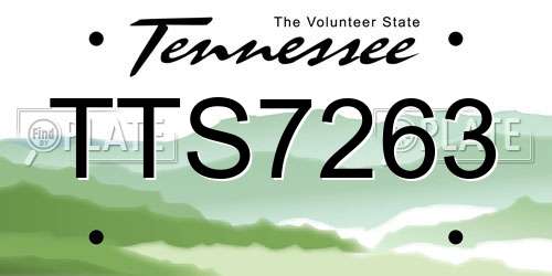 TTS7263 Tennessee License Plate