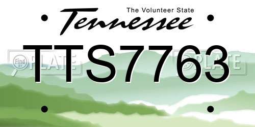 TTS7763 Tennessee License Plate
