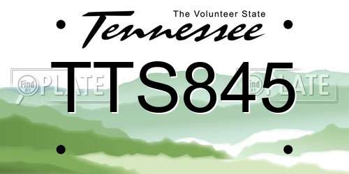 TTS845 Tennessee License Plate