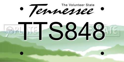 TTS848 Tennessee License Plate