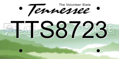 TTS8723 Tennessee License Plate