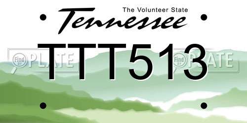 TTT513 Tennessee License Plate