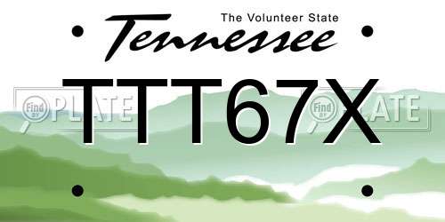 TTT67X Tennessee License Plate