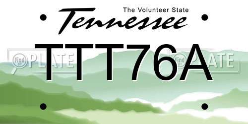 TTT76A Tennessee License Plate