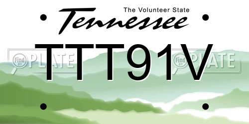 TTT91V Tennessee License Plate