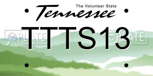 TTTS13 Tennessee License Plate