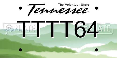 TTTT64 Tennessee License Plate