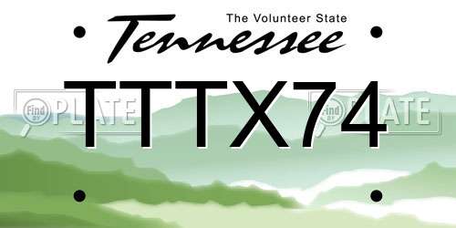 TTTX74 Tennessee License Plate