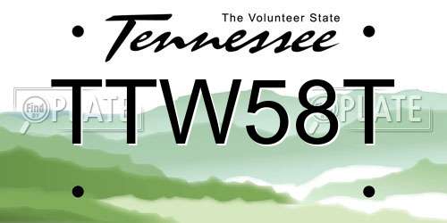 TTW58T Tennessee License Plate