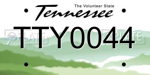 TTY0044 Tennessee License Plate