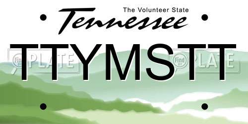 TTYMSTT Tennessee License Plate