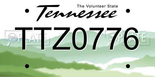 TTZ0776 Tennessee License Plate