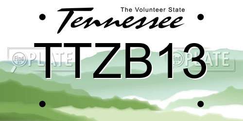TTZB13 Tennessee License Plate