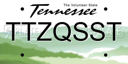 TTZQSST Tennessee License Plate