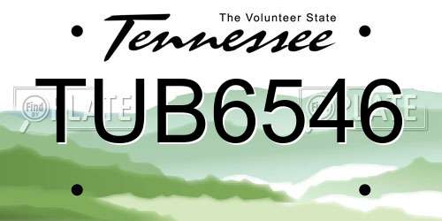 TUB6546 Tennessee License Plate