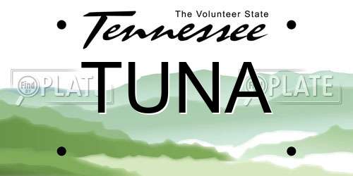 TUNA Tennessee License Plate