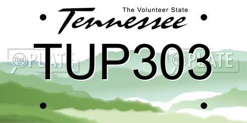 TUP303 Tennessee License Plate