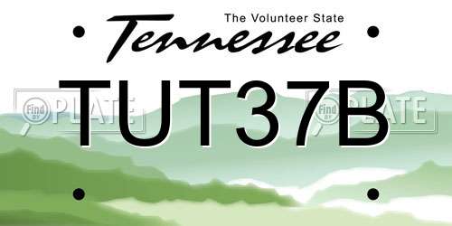 TUT37B Tennessee License Plate