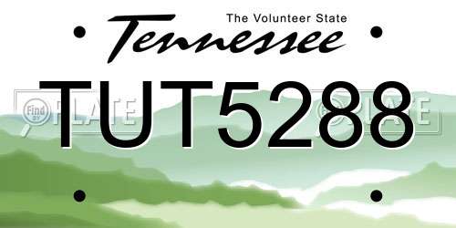TUT5288 Tennessee License Plate
