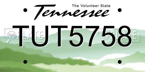 TUT5758 Tennessee License Plate