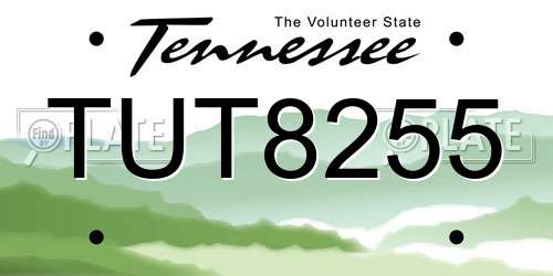 TUT8255 Tennessee License Plate