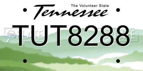 TUT8288 Tennessee License Plate