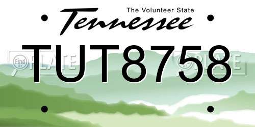 TUT8758 Tennessee License Plate