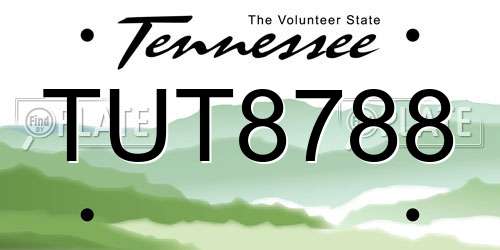 TUT8788 Tennessee License Plate