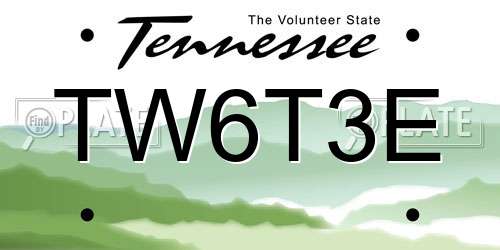 TW6T3E Tennessee License Plate