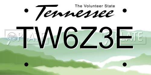 TW6Z3E Tennessee License Plate