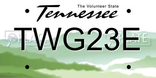 TWG23E Tennessee License Plate