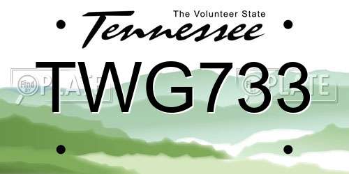 TWG733 Tennessee License Plate