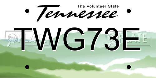 TWG73E Tennessee License Plate