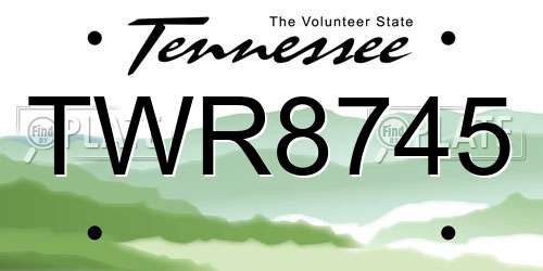 TWR8745 Tennessee License Plate