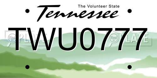TWU0777 Tennessee License Plate