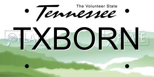 TXBORN Tennessee License Plate