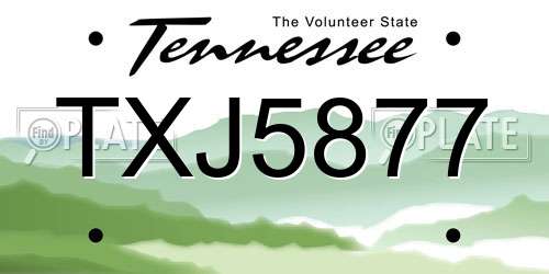 TXJ5877 Tennessee License Plate