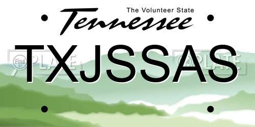 TXJSSAS Tennessee License Plate