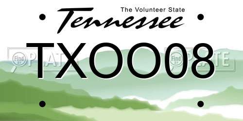 TXOO08 Tennessee License Plate