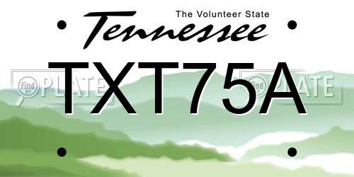 TXT75A Tennessee License Plate