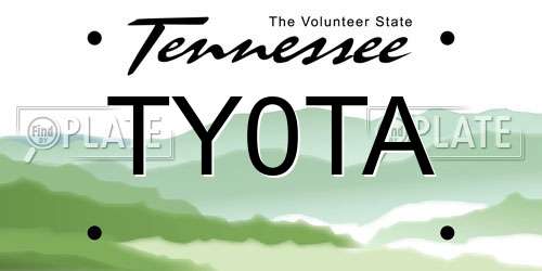 TY0TA Tennessee License Plate