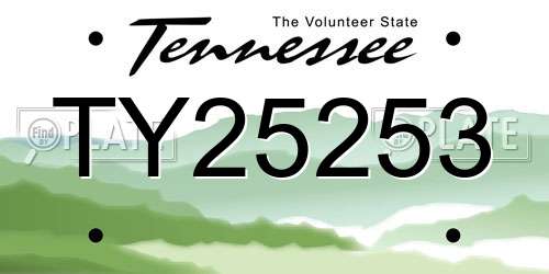 TY25253 Tennessee License Plate