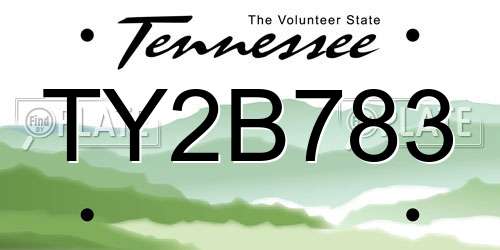 TY2B783 Tennessee License Plate